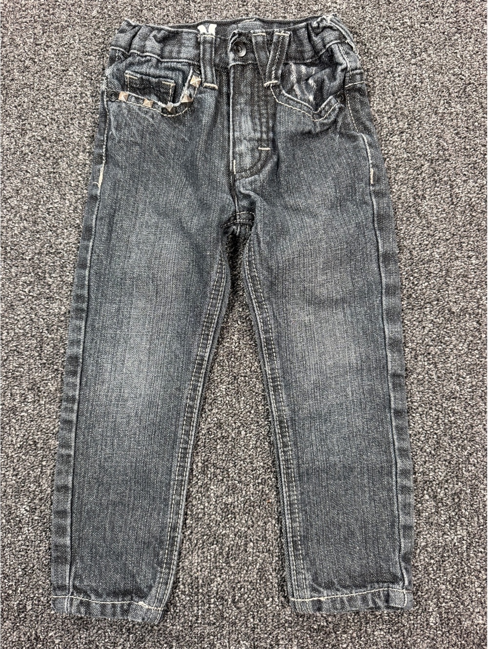 Hurley Toddler 2T Black Wash Denim Jeans with Studded Detail